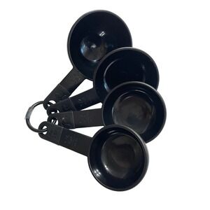 Kitchen Aid Black Plastic Measuring Cups Set Kitchen Baking Nesting 4 Piece